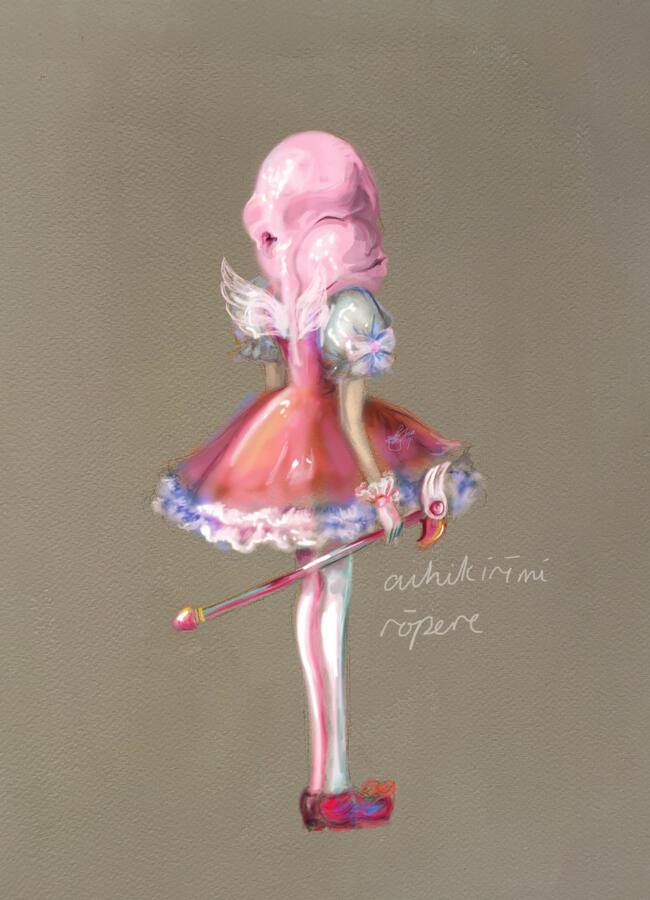 Aihikirīmi Rōpere - Cardcaptor Sakura as a strawberry ice cream with a slightly creepy tone to it for some unknown reason. Sketched on cartridge paper, painted in Adobe Photoshop.