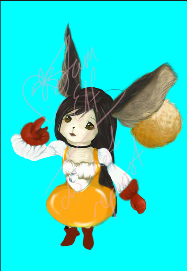 Garnet from Final Fantasy IX as a Moogle. Painted in Adobe Photoshop.